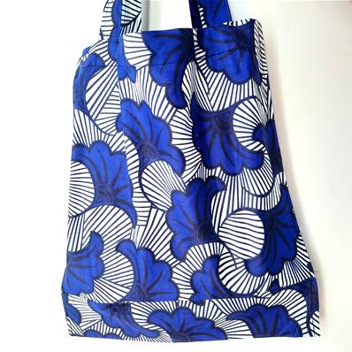 Tote bag wax bleu marine grandes fleurs