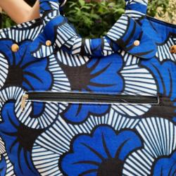 Sac à main en wax fleur de mariage bleu