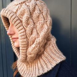 Cagoule tressée hivernale pour homme et femme Beige