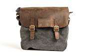 Sac besace bandoulire cuir et coton noir 29x31cm