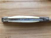 Couteau long pliable acier en corne "Blanc" 21 cm