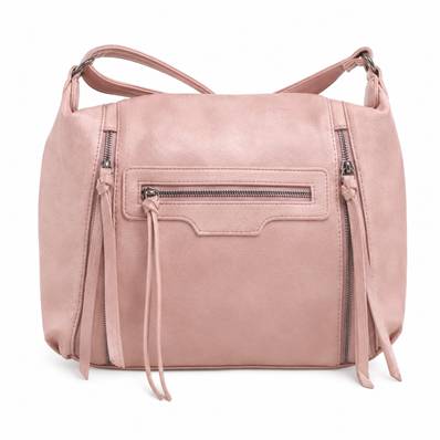 Sac à main 2 zip latéraux rose