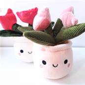 Peluche plante fleurie rose