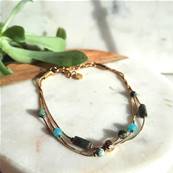 Bracelet multi rangs "Rivage Azur" amazonite et turquoise d'Afrique fils rigides