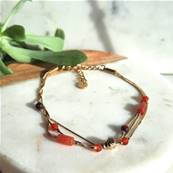 Bracelet multi rangs "Éclat de Cornaline" - fils rigides