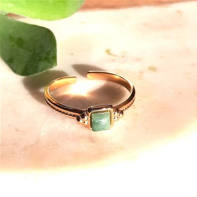 Bague pierre carrée amazonite