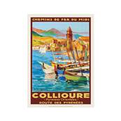 Affiche Pyrnes Collioure chemin de fer 50x70cm Fricker