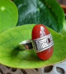 Bague touareg ronde cornaline