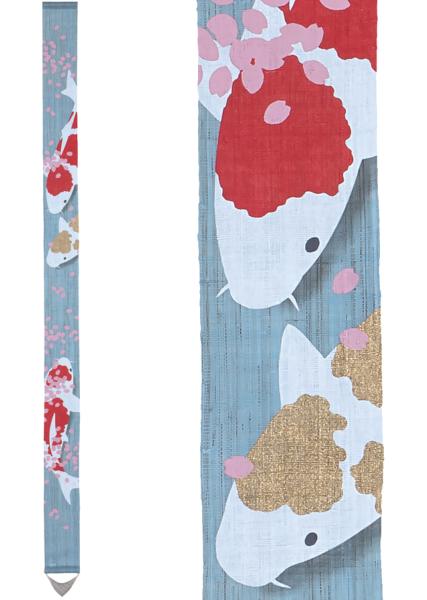 Décoration japonaise artisanale Deux Carpes Koi Nishiki 10×170 cm