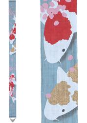 Décoration japonaise artisanale Deux Carpes Koi Nishiki 10×170 cm