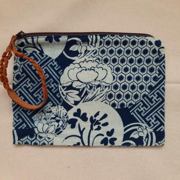 Trousse grand modèle indigo motifs fleuris