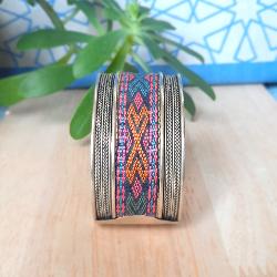 Bracelet ethnique Tibétain, tissus brodé Lasya