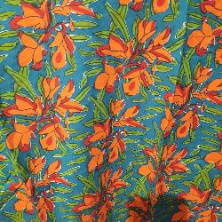 Jupe portefeuille en coton fleurs tropicales oranges