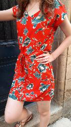 Robe courte Iruka motif fleurs bleues