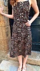 Robe Soba mi longue bretelles motif ethnique