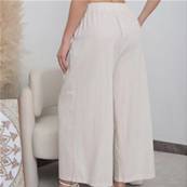 Pantalon large coton ecru