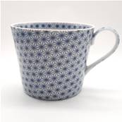 Tasse japonaise motif Asanoha bleu avec anse