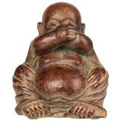 Lot de 3 Bouddhas mains sur les yeux, la bouche ou les oreilles, en résine.
