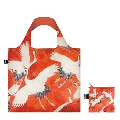 Sac de course LOQI grues blanches et rouges