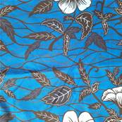 Tote bag wax bleu motifs feuillages