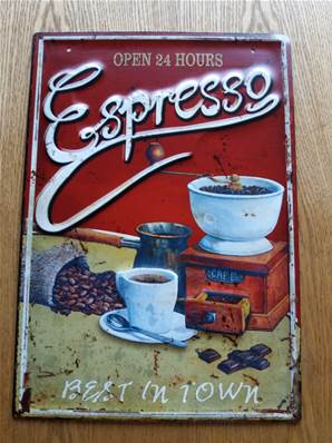 Plaque métal 28x40 vintage ESPRESSO.