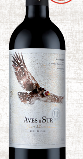 Vin rouge Chili aves del sur Gran Reserva Carmenere
