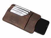 Pochette pour smartphone et cartes en cuir 17x11x1 cm
