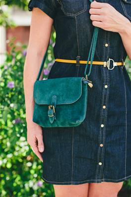 Sac à main vert pour femme bandoulière et boucle clipée