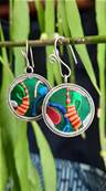 Boucles d'oreilles ethniques du Tibet rondes vertes