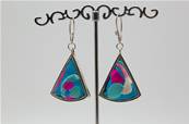 Boucles d'oreilles ethniques du Tibet triangle turquoise 1