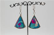 Boucles d'oreilles ethniques du Tibet triangle turquoise 1