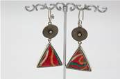 Boucles d'oreilles ethniques du Tibet triangle rouge