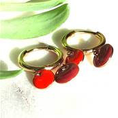Boucles d'oreilles Dores "Rouge Passion" - mail  Froid