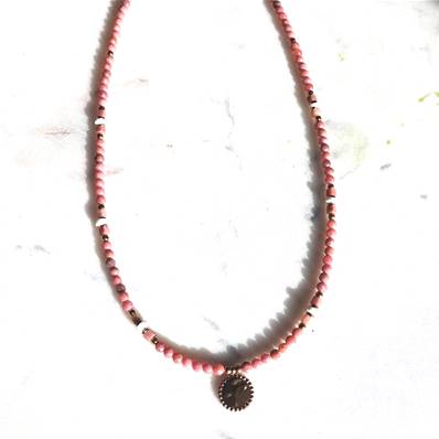 Collier "Rosée de Rhodonite" - Perles de Rhodonite