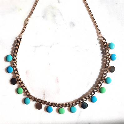 Collier doré "Jardin Secret" - Pampilles Émaillées Vertes et Turquoises