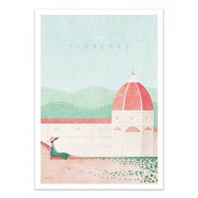 Affiche visit Florence Italie 30x40cm Henry Rivers