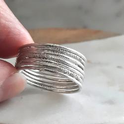 Bague Touareg Semainier Argent – 7 Anneaux Artisanaux Taille 64