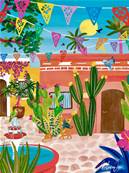 Affiche Mexique Yucatn : La vie s'panouit dans la cour 30x40 Nolwen