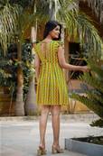 Robe courte ANKA jaune motifs géométiques