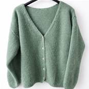 Gilet col V boutonné vert tilleul - taille unique