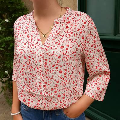 Blouse motif liberty rouge 100% viscose