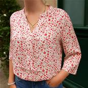 Blouse motif liberty rouge 100% viscose