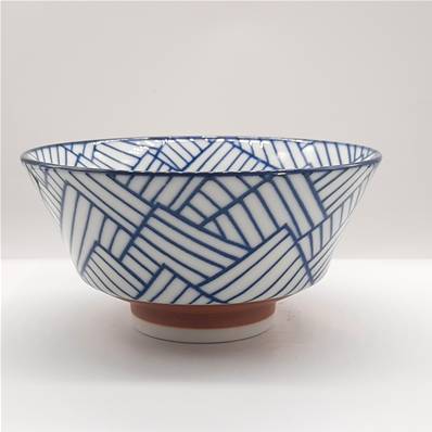 Bol japonais bleu et blanc motif graphique Ø 13 cm