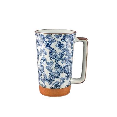 Mug japonais grand motif papillons bleus