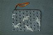 Trousse grand modle indigo motif Grues et vagues