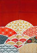 Noren Eventails colors rouge 120x85 rideau japonais Kakemono