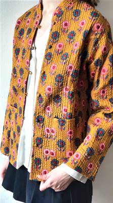 Veste indienne matelassée réversible Safran fleurie
