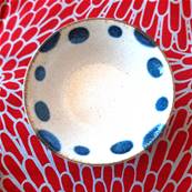 Bol japonais en grès pois bleu 15X7,5