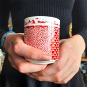 Set de 3 tasses à café “Shanghai” 12 cl – Motifs rouges d’inspiration asiatique