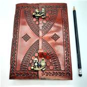 Carnet en cuir 13X19 cm fermeture double crochet